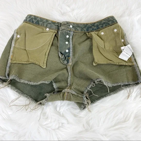 Subdued Vintage crop green Jean shorts 27 raw hem Summer Cute Stylish - Picture 5 of 8
